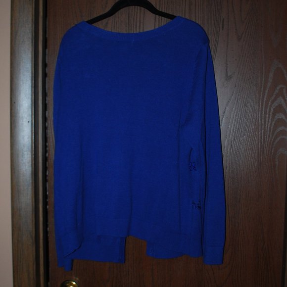 Christopher & Banks Sapphire Blue, Sequin Stripe Sweater - PXL - Picture 2 of 10